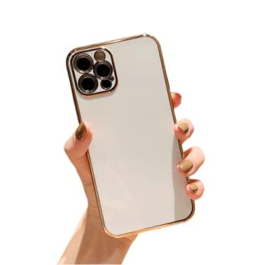 Imagem de ZiEuooo Capa para iPhone 14 13 12 11 8 7 X XS XR Pro Plus Max Mini Fashion Light Thin Sparkly PC Phone Cover Anti-Scratch Protective Shell Bumper (Branco, 14 Plus)