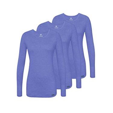 Imagem de Pacote com 3 cuecas Adar Underscrubs para mulheres – Camiseta confortável de manga comprida, Heather Royal Blue, XX-Small