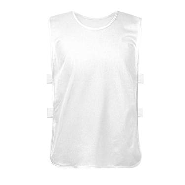 Imagem de Babadores de futebol adulto equipe esportes futebol treino treino colete malha respirável secagem rápida para atividades de construção em grupo ao ar livre 6 peças, branco, tamanho grande