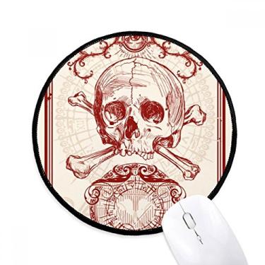 Imagem de Tapete de mouse com estampa de cartão de pôquer esqueleto de coroa vermelha para escritório tapete redondo para computador