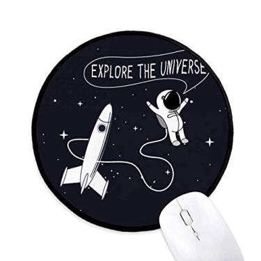 Imagem de DIYthinker Universo e alienígena espaço viagem mouse pad desktop escritório tapete redondo para computador