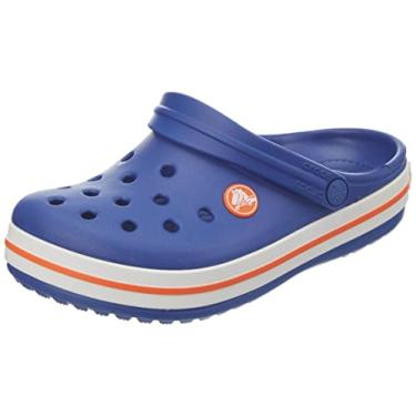 Imagem de Crocs Tamanco infantil unissex Crocband, Cerulean azul/branco, 12 Little Kid