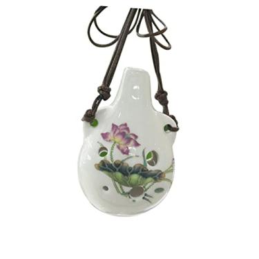 Imagem de ocarina colar pingentes instrumentos musicais para adultos instrumento musical instrumento de sopro iniciante clarinete infantil Simples fivela pingente filho cerâmica