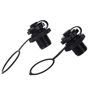 Imagem de Parafuso de válvula de ar, 2 peças de tampa de válvula de ar universal preta de substituição para barco inflável Kayak Airbed Raft Pool Boat