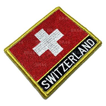Imagem de BP0141NV 01 BR44 Bandeira Suíça Patch Bordada, passar a ferro costura