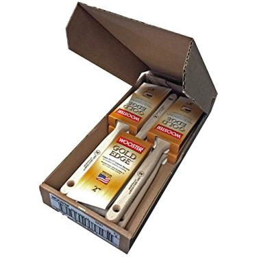 Imagem de Pincel de madeira 5231 2-1/2 Gold Edge Angle Sash Paintbrush, pacote com 6, 2 Inch