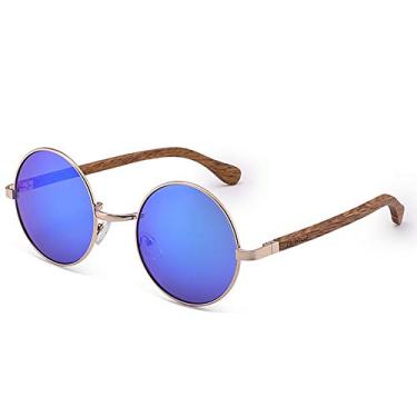 Imagem de Óculos de Sol HU WOOD Polarizados Óculos de Sol Design Madeira Bambu Redondo com Proteção Uv400 (C3)