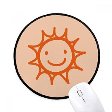 Imagem de Mouse pad para pintura à mão Orange Sun Smile Tapete redondo para escritório