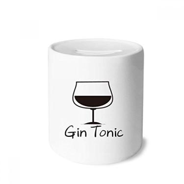 Imagem de DIYthinker Caixa de moedas de cerâmica com desenho de Gin Tonic para coquetel de gin, presente de cofrinho