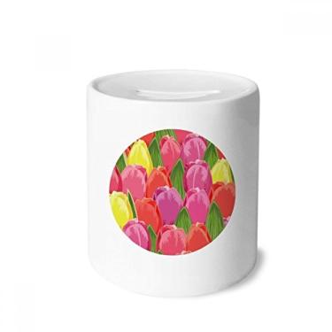 Imagem de DIYthinker Porta-moedas de cerâmica com flor em aquarela Tulipa para presente