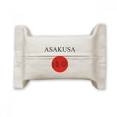 Imagem de Bolsa de linho de algodão com bandeira do sol vermelha da Asakusa com nome da cidade japonesa