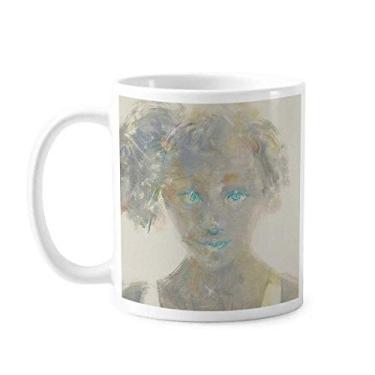 Imagem de Blue Eye Girl XJJ Caneca de pintura a óleo cerâmica xícara de porcelana café louça