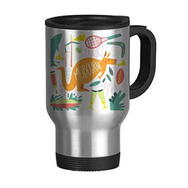 Imagem de Caneca de viagem Melbourne Austrália Kangaroo Tennis Surfing Flip Lid Copo de aço inoxidável para carro Tumbler Thermos