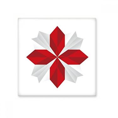 Imagem de Azulejo de cerâmica brilhante com padrão de flor de origami abstrato de Natal