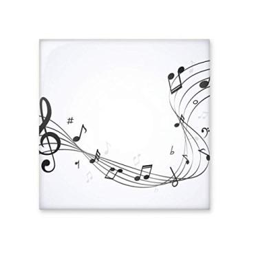 Imagem de Flappg Notas de Música Pretas Azulejo de Cerâmica Branco Brilhante para Banheiro Cozinha Parede