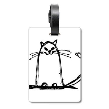 Imagem de Bolsa de mala Curly Cat Smile Sit Line com etiqueta para cartão de bagagem