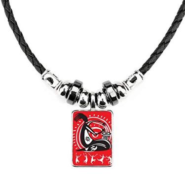 Imagem de DIYthinker Pandeiro Mexicana Dance Celebrate Mexico Colar Joias Torque Pingente de Corda de Couro