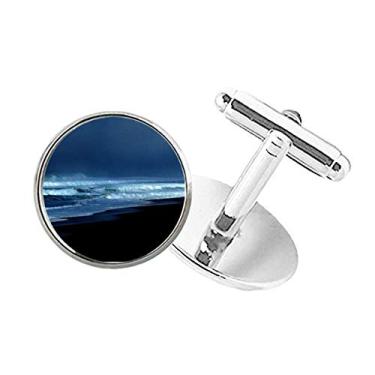 Imagem de DIYthinker Abotoaduras com fecho de botão redondo com imagem da natureza e céu oceano