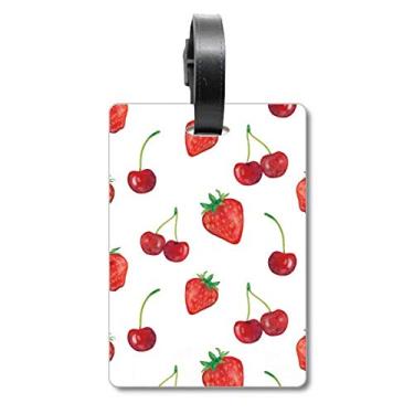 Imagem de Ilustração de frutas vermelhas com estampa de frutas morango, etiqueta de bagagem, etiqueta de molho para pendurar
