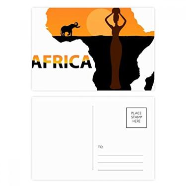 Imagem de Mapa da África, Savanna, Elefante, Vida Silvestre Conjunto de Cartões Postal de Aniversário
