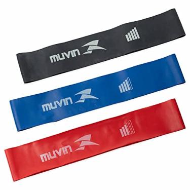 Imagem de Kit Mini Band Muvin - Faixas Elásticas Circulares Com 3 Tensões - Diferentes Intensidades de Resistência - Elásticos Para Musculação - Exercícios - Força - Treino Funcional - Academia - Ginástica