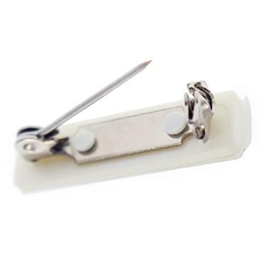 Imagem de Alfinetes de barra premium com fecho de bloqueio de metal e traseira adesiva – suporte de pino de segurança em branco para crachás de identidade, etiquetas, fitas e artesanato da Specialist ID, Branco, 50 Pack