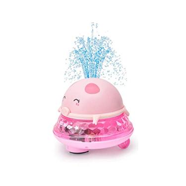 Imagem de Brinquedos de banho de bebê, brinquedo de água 2 em 1 com sensor automático e rotação universal, brinquedo de carro OVNI com luzes LED coloridas musicais, irrigador de indução, brinquedos de banheira, piscina, brinquedo de banheiro para bebês (rosa)
