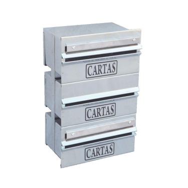 Imagem de Caixa Correio Condomínio Detrás Para Grade Inox 3 Módulos