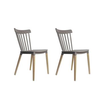 Imagem de Kit 2 Cadeiras Encosto Vazado Janaina Rivatti Móveis Cinza Escuro