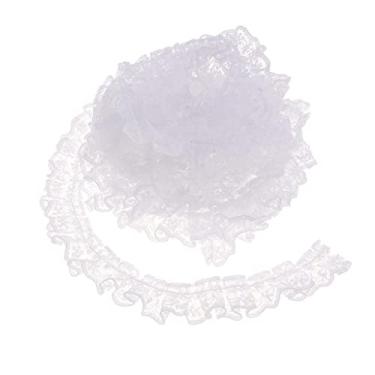 Imagem de AMLESO Tecido de renda de fita bordada para costura de vestido artesanal, branco
