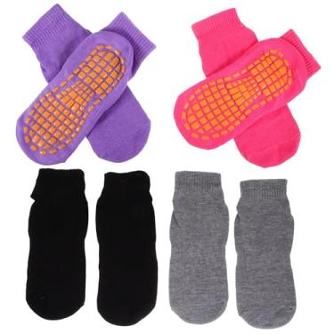 Imagem de LIOOBO 4 Pares Meias Antiderrapantes Meias De Pilates Com Punhos Para Homens Meias Masculinas Meia De Ioga Meias De Pinça Para Homens Meias Femininas Poliéster Algodão Mulheres Piso