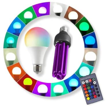 Imagem de Lâmpada Led Colorida Rgb Controle Remoto 12w Com Lâmpada Neon Reta (110)