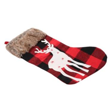 Imagem de Luxshiny Saco De Meia De Natal Decoração Boneco De Neve Meias De Natal Meia De Lareira Meias De Férias Meias Xadrez De Natal Enfeite De Suspensão De Natal Meias De Natal Clássico Presente