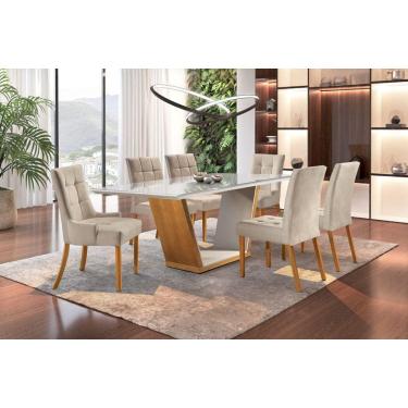 Imagem de Sala de Jantar Madeira Maciça com 6 cadeiras 1,80x1,0m - Alfa - Requinte Salas
