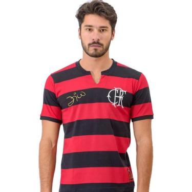 Imagem de Camiseta Braziline Flamengo Flatri Zico Dourado Masculina - Vermelho/P
