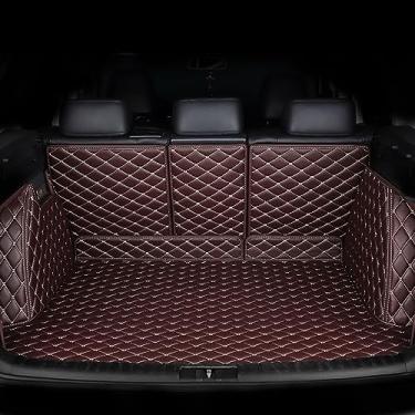 Imagem de Forro de bota de cobertura total para carro, para Nissan Sunny 2011-2018 antiderrapante à prova d'água tapetes de couro protetor de porta-malas traseiro, acessórios de carro, marrom