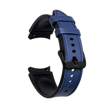 Imagem de Puseira de Couro Cores Vivas Compatível com Galaxy Watch 4 5 6 Classic Pro (Galaxy Watch Classic 4/6, Azul)