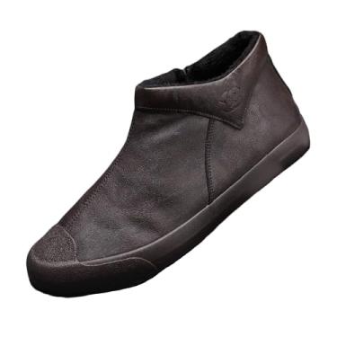 Imagem de Dressnu Sapatos casuais masculinos com zíper lateral respirável cano baixo, Café, 6.5