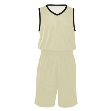 Imagem de CHIFIGNO Camisa de basquete masculina e shorts, uniforme esportivo de secagem rápida para homens e mulheres jovens, Chiffon limão, XXG
