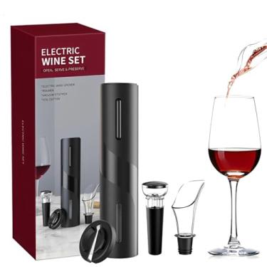 Imagem de Kit Abridor de Vinho Elétrico Premium - Abridor Saca Rolhas Automático, Abridor Prático para Garrafas de Vinho, Recarregável via USB