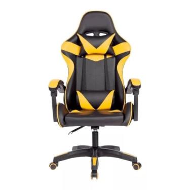 Imagem de Cadeira Gamer Reclinável Conforto Ergonômica Apoio de Braço e Lombar Cor:Amarelo