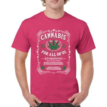 Imagem de Camiseta masculina Cannabis for All 420 Weed Leaf Smoking Marijuana Legalize Pot Funny High Stoner Humor Pothead, Rosa choque, M