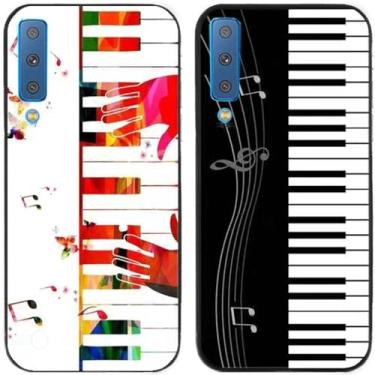 Imagem de Capa de telefone traseira de silicone em gel TPU com estampa de piano clássico, 2 peças para Samsung Galaxy All Series (Galaxy A7 2018)