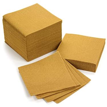 Imagem de Guardanapos de coquetel dourados AMERICAN HOMESTEAD - Guardanapos descartáveis premium de 12 x 12 cm - Serviettes de bar de festa quadrados a granel para casamentos, festas, eventos e uso diário - 100