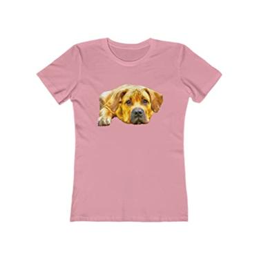 Imagem de Boerboel - Camiseta feminina de algodão torcido da Doggylips, Rosa claro sólido, XG