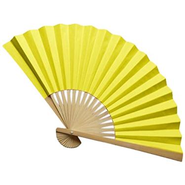 Imagem de YQHWLKJ Ventiladores de mão dobráveis estilo chinês, leque dobrável de mão, papel de bambu, leque dobrável, festas, presentes de casamento, decoração de casa