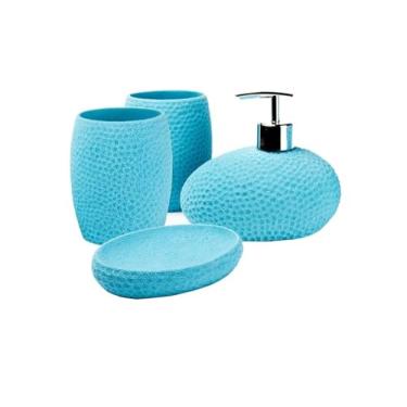 Imagem de Porta Sabonete Líquido Dispensador de sabão acessórios do banheiro conjunto 4 pçs dispensador de loção bonito para banheiro (multi cor) bomba de sabão 450ml/15.2oz Banheiro (Color : Blue)