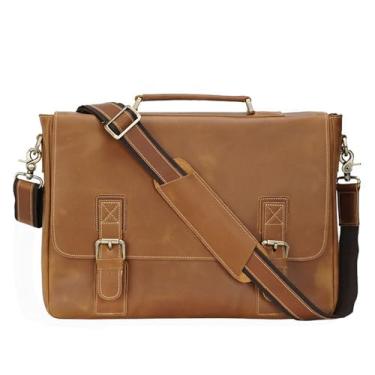 Imagem de Maleta masculina de couro genuíno para laptop de 15,6 polegadas, bolsa carteiro tiracolo para negócios, viagens e trabalho, b