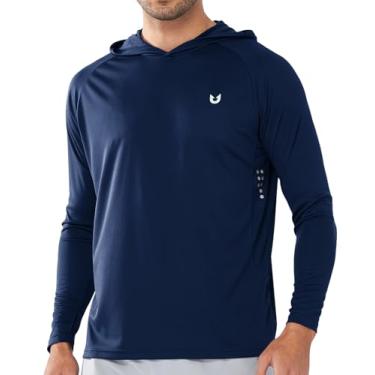Imagem de NORTHYARD Camiseta masculina com proteção solar FPS 50+, manga comprida, corrida, treino, academia, natação UV, proteção contra erupções cutâneas, trilhas, Azul marino, 4G
