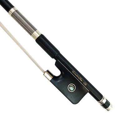 Imagem de WinsterBow Arco de violoncelo 4/4 de fibra de carbono branco cru arte nº VC108 (cabelo branco)